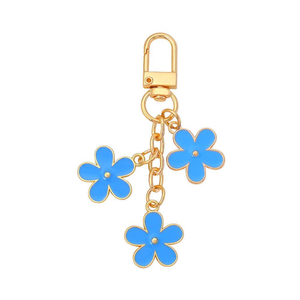 Wholesale Zinc Alloy Oil Dripping Flower Keychain Double-Sided Pendant Bag Charm