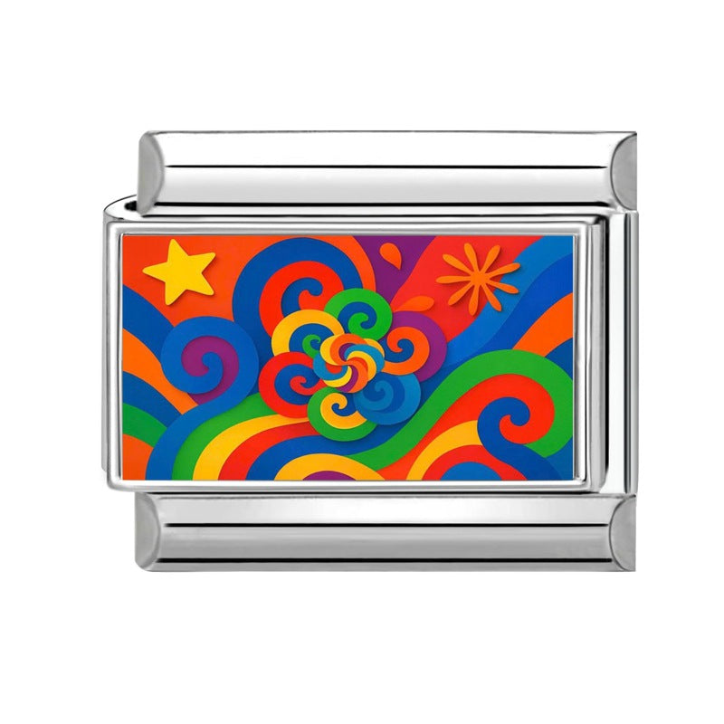 Wholesale 9mm Italian Charm Starter Bracelets DIY Colorful Single Section Creative Stainless Steel Composable Bracelet