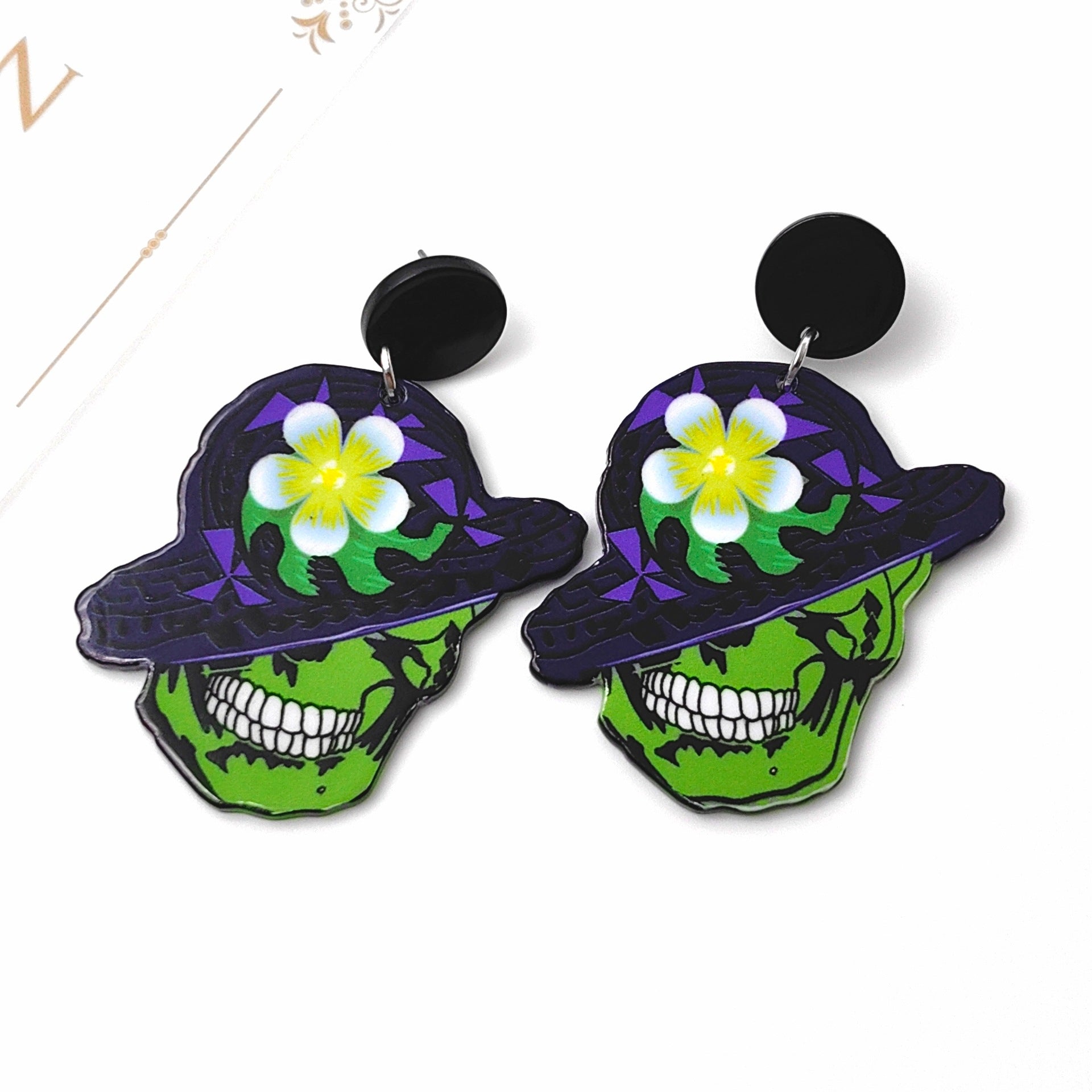 Wholesale Halloween Skull Acetate Acrylic Earrings ACC-ES-Xizhao007