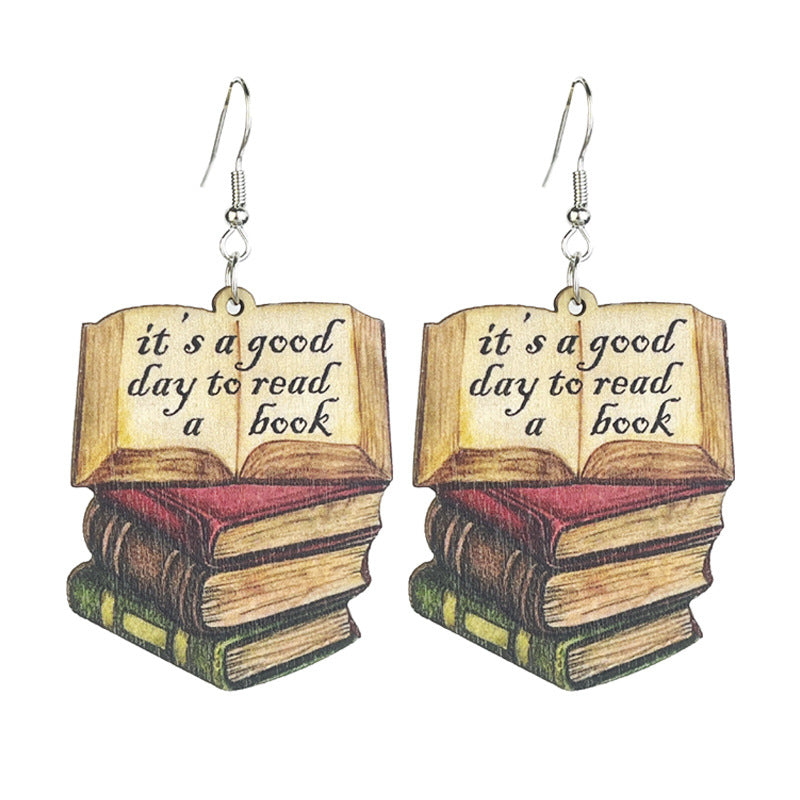 Wholesale 2 Pairs/pack Retro Reading Day Earrings Temperament Forest Wood Earrings ACC-ES-HY154