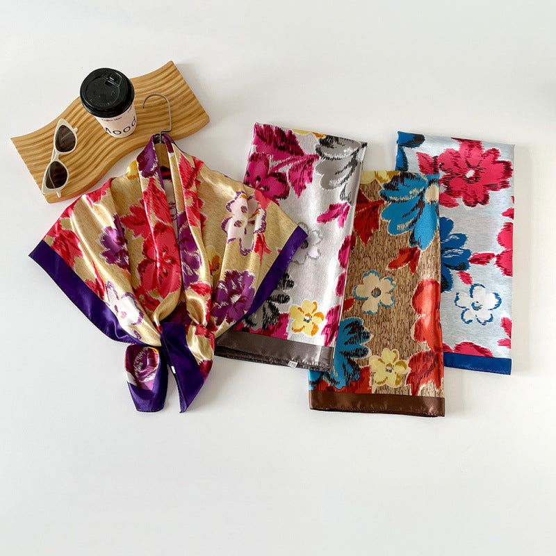 Wholesale 90cm satin printed large square silk scarf