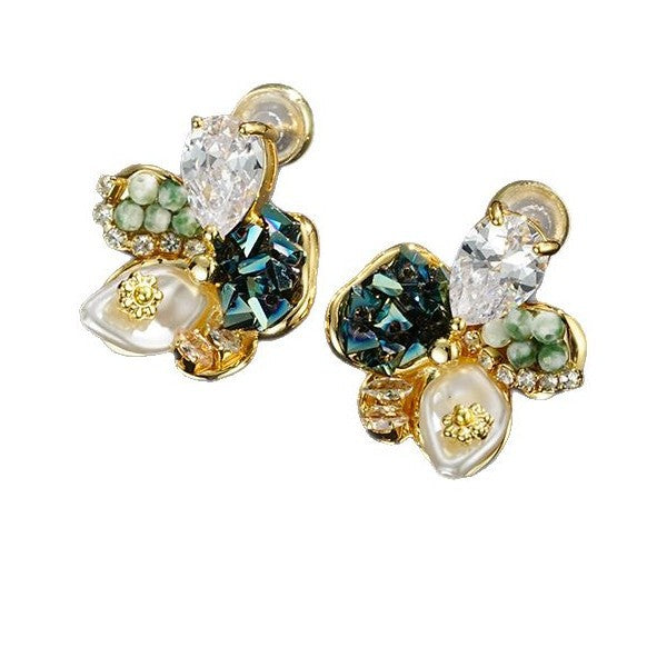 Wholesale Handmade Vintage Crystal Petal Earrings