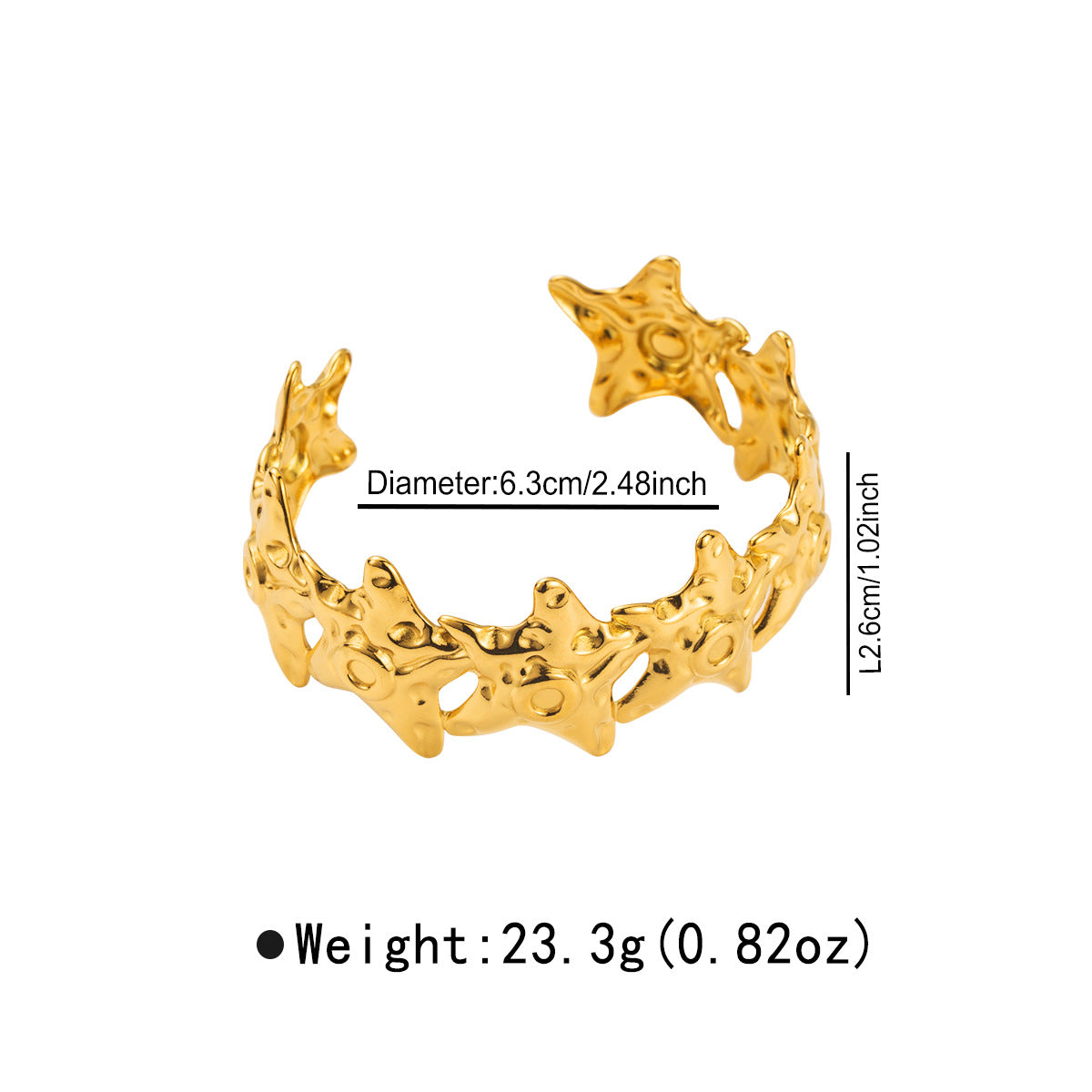 Wholesale Stainless Steel Open Starfish Ring Bracelet