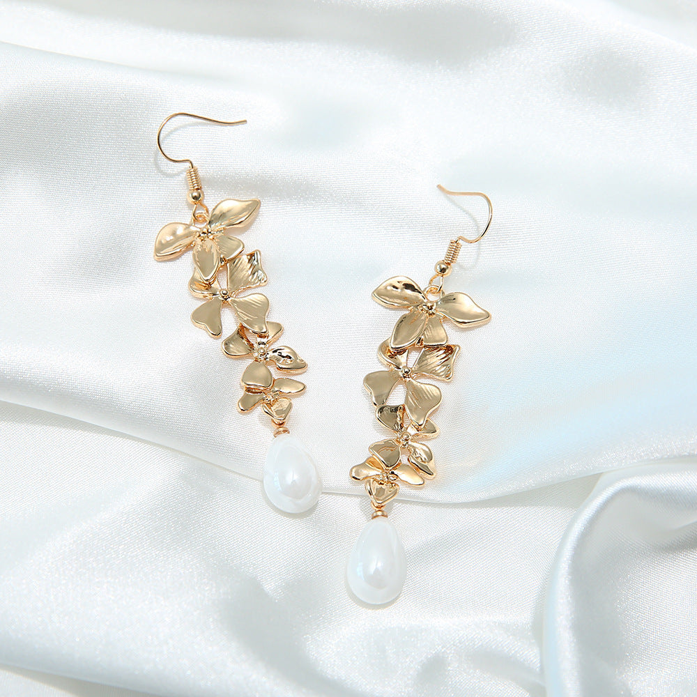 Wholesale  Bohemian Petal Pearl Earrings