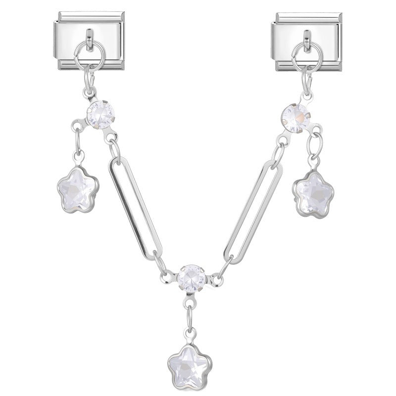Wholesale Fresh and Simple DIY Modular Charm Bracelet Stainless Steel Butterfly Star Pendant Jewelry Set for Crafting