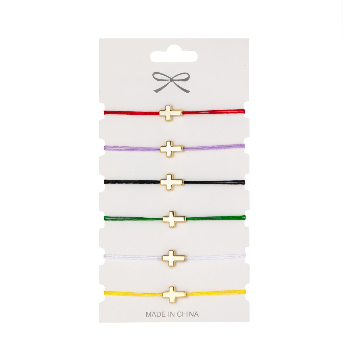 Wholesale Cross Colorful Braided Rope Multi-Piece Card Bracelet