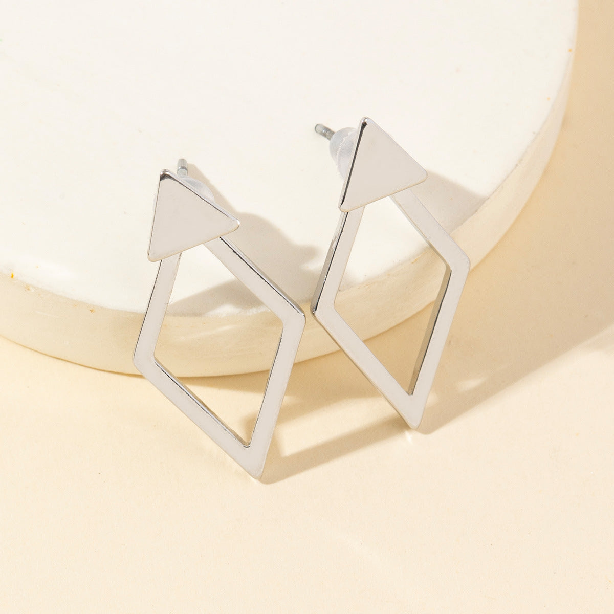 Wholesale geometric diamond double-layer  earrings