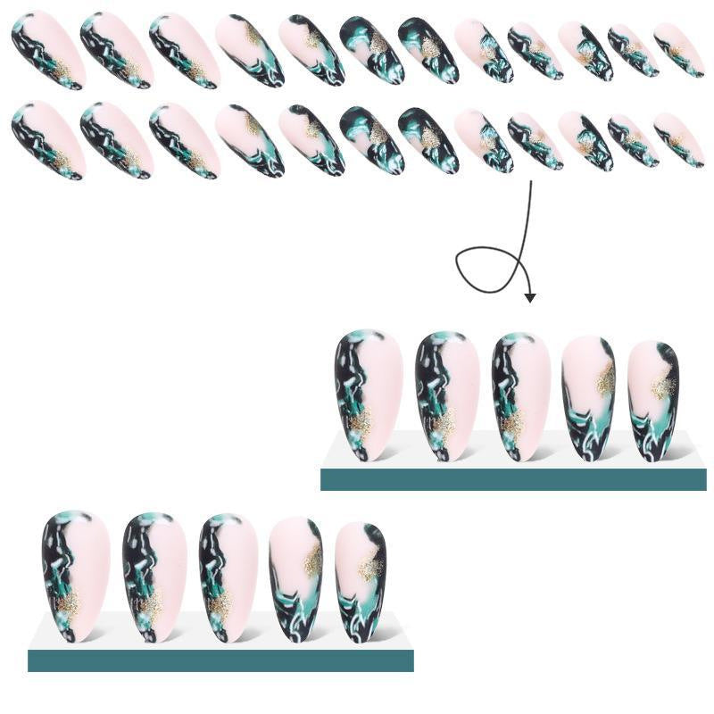 Wholesale Plastic Press on Nails Kits Green Halo Dye Chinese Droplet Nail Enhancement ACC-NS-MeiSu002