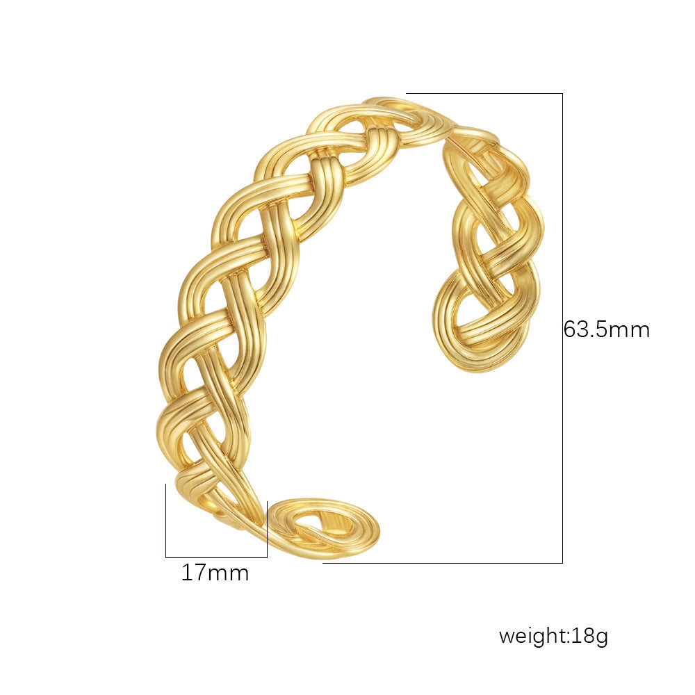 Wholesale Stainless Steel Open C Shape Bangle 18K Gold Plated Fashion Jewelry for Gift Boutique Resale
