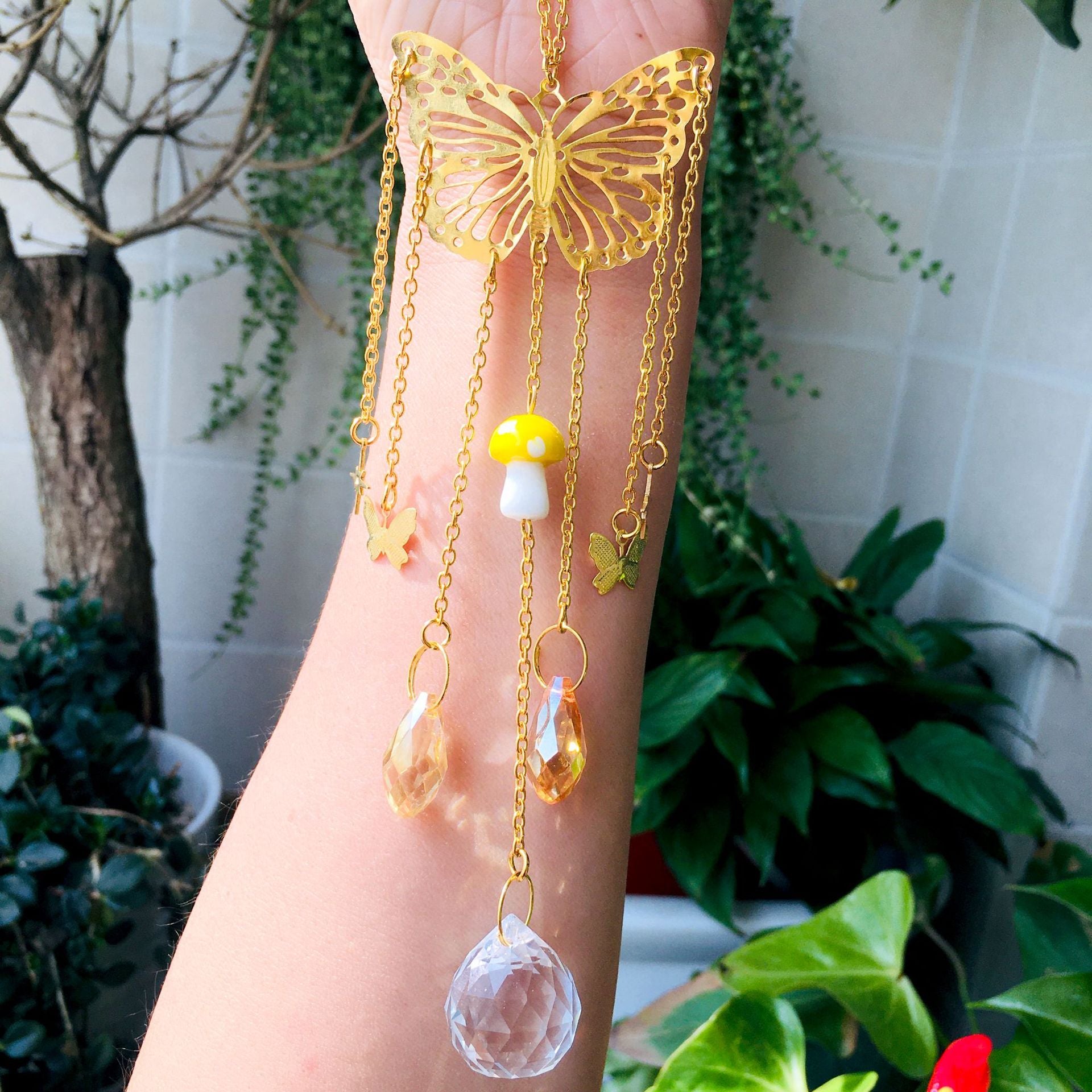 Wholesale Butterfly Crystal Prism Ball Sun Catcher Wind Chime ACC-WS-RongGuan004