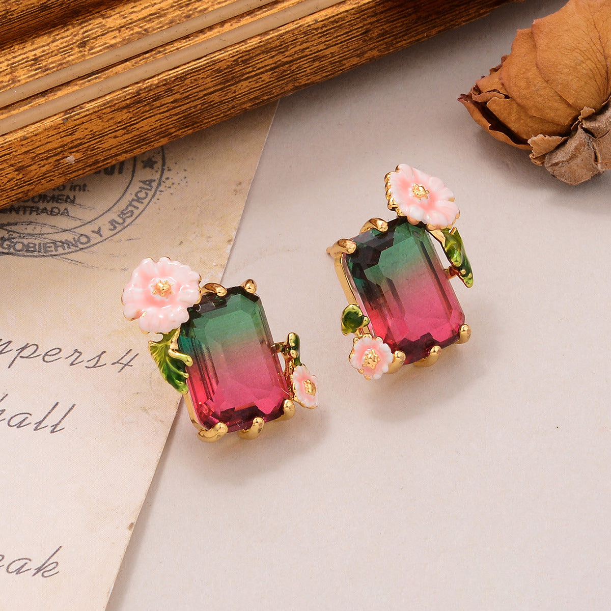 Wholesale Floral Drop Earrings High-End Sensation Summer Atmosphere Ear Jewelry