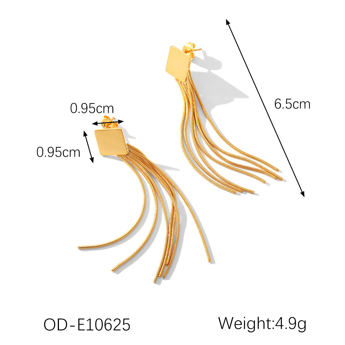 Wholesale  stainless steel tassel earrings vacuum plating 18K gold anti-allergy earrings