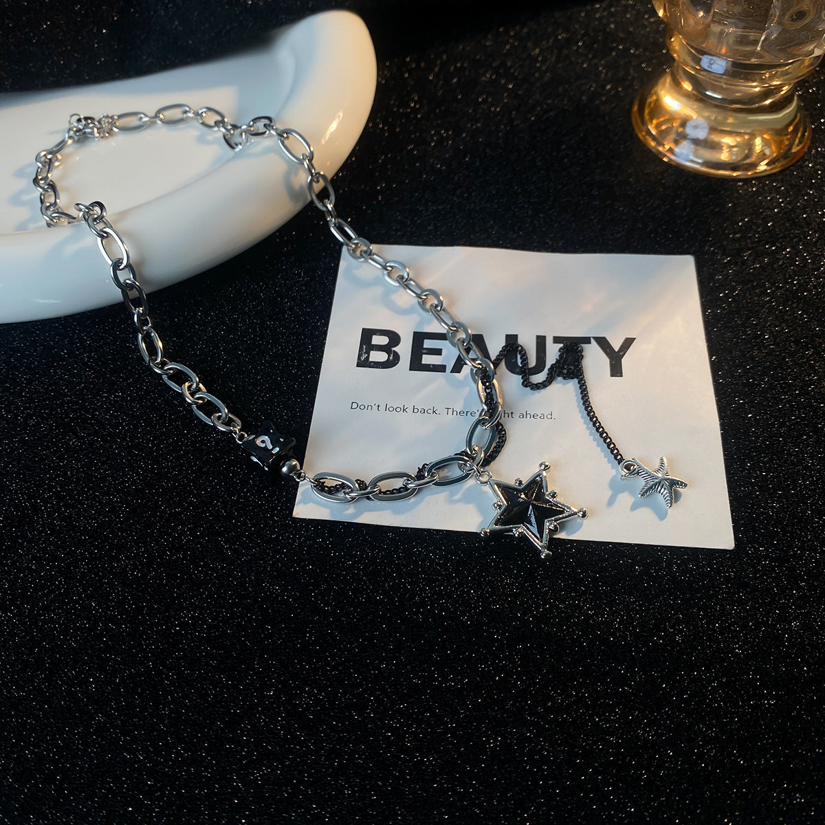 Wholesale Double Layer Splicing Necklace Titanium Steel Sweater Chain Long Necklace ACC-NE-NS003