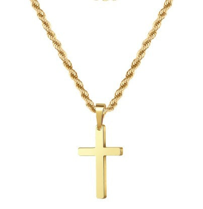 Wholesale Stainless Steel Double Twist Chain Cross Pendant Necklace
