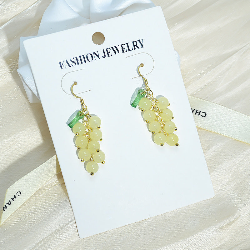 Wholesale long grape bunch red cherry earrings