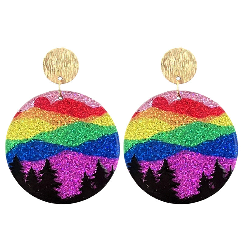 Wholesale Rainbow Crowd Element Colorful Earrings