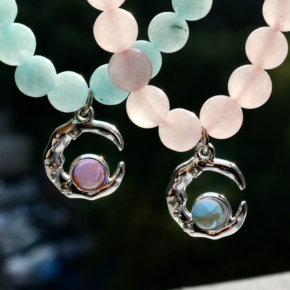 Wholesale Moon Pendant Crystal Beaded Bracelet,  Handmade Women' s Fashion Jewelry Accessory,  Everyday Wear Gift