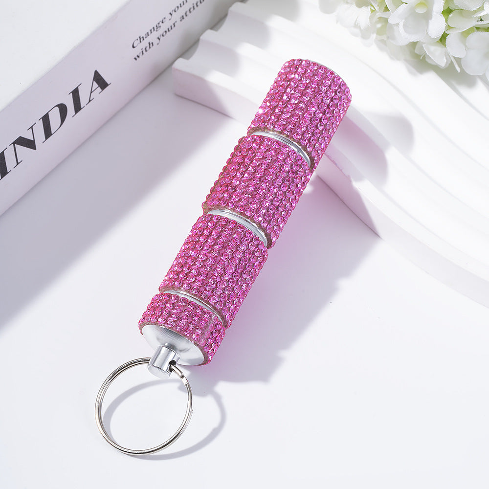 Wholesale diamond-encrusted pill bottle keychain