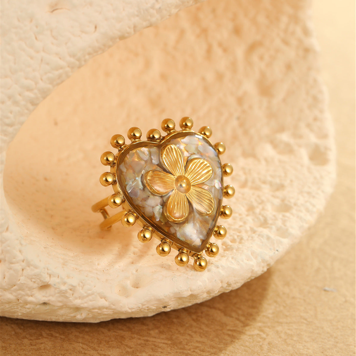 Wholesale  Oil-Dropping Stainless Steel Heart Ring