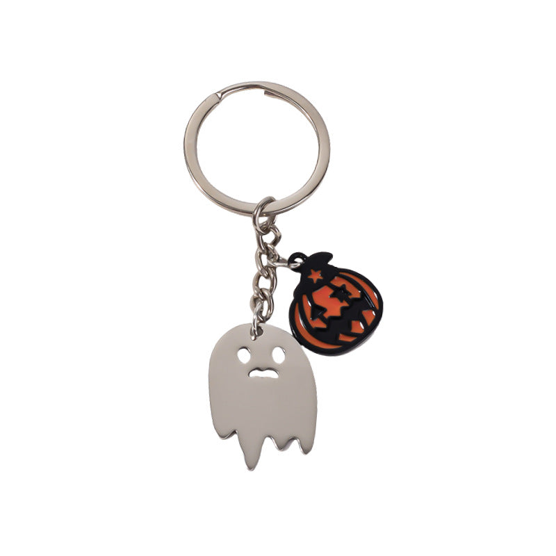 Wholesale   Halloween Cartoon Ghost Pumpkin Stainless Steel Keychain