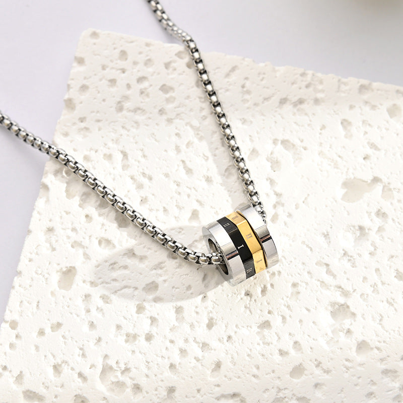 Wholesale Two Color Ring Letter Necklace Collarbone Chain Titanium Steel Choker Necklace ACC-NE-BYJY004