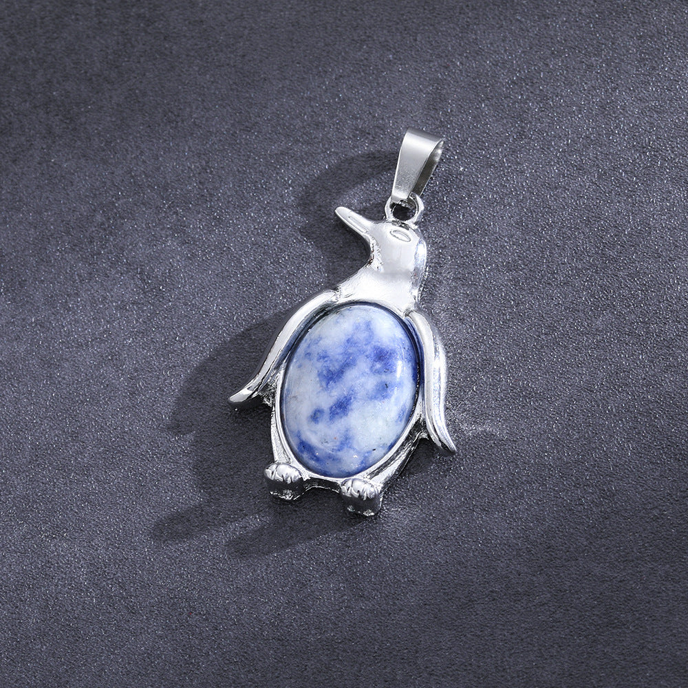 Wholesale  Natural Stone Amethyst Pendant Single Pointy Hexagonal Column Necklace