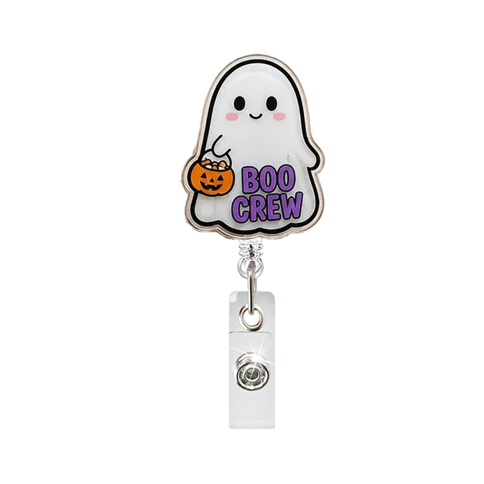 Wholesale  Cute Pumpkin Bat Ghost Acrylic Retractable Badge Reel ID Card Holder Clip