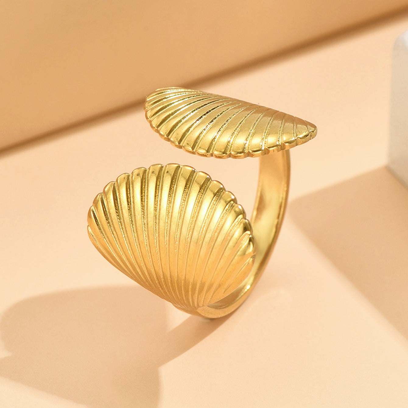 Wholesale Holiday Style Shell Starfish Open Adjustable Stainless Steel Ring ACC-RS-MiYi003