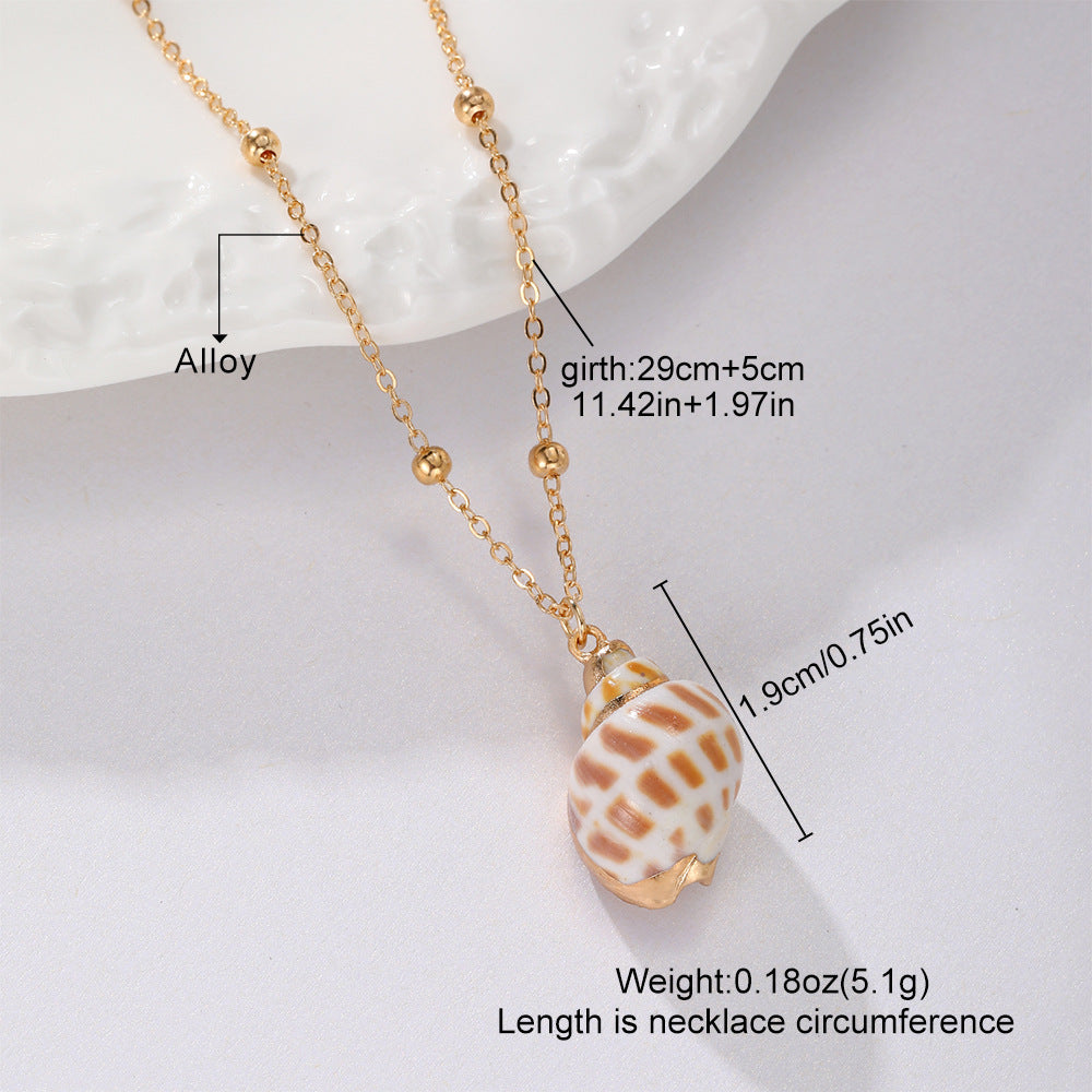 Wholesale  Conch Scallop Shell Necklace Alloy Long Natural Shell Pendant Beach Shell Necklace
