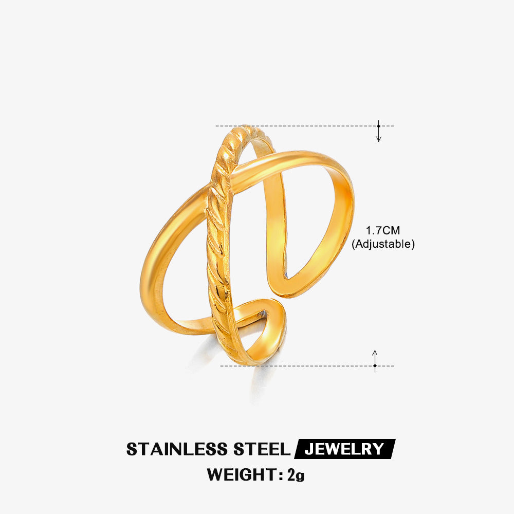 Wholesale Stainless Steel Heart 18K Gold Plated Open Ring