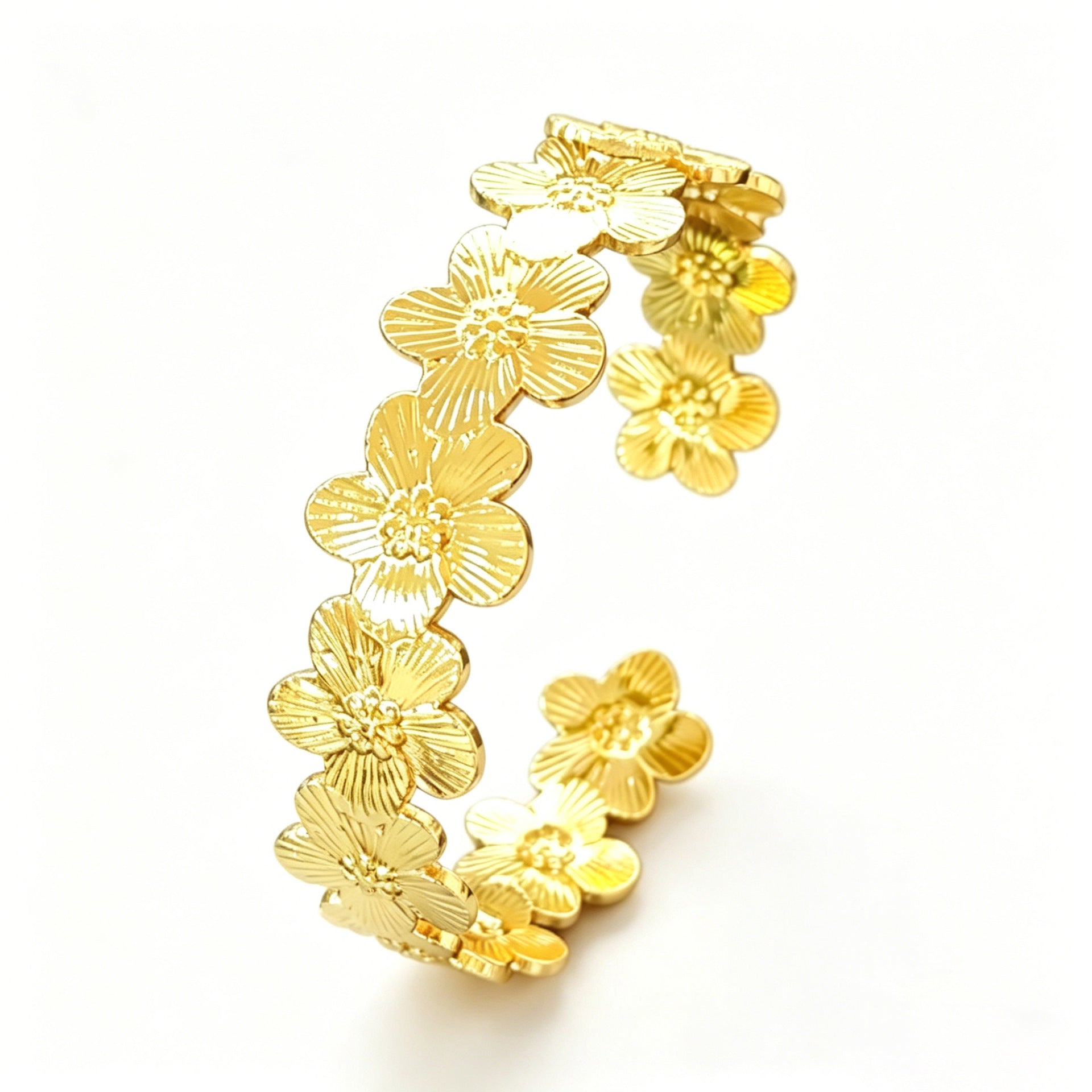 Wholesale Light Luxury Stainless Steel Open Cuff Bracelet with Cutout Design