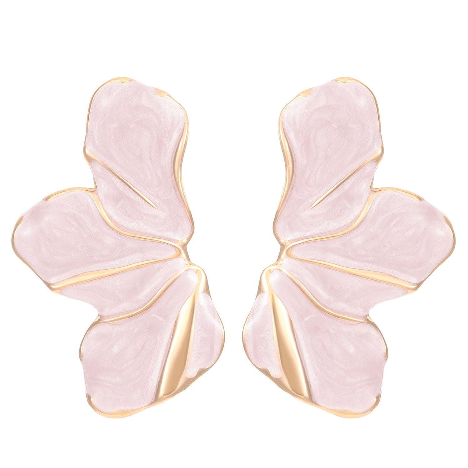 Wholesale Trendy Colorful Drip Oil Irregular Flower Earrings For Women Floral Petal Jewelry Accessory Party Wear