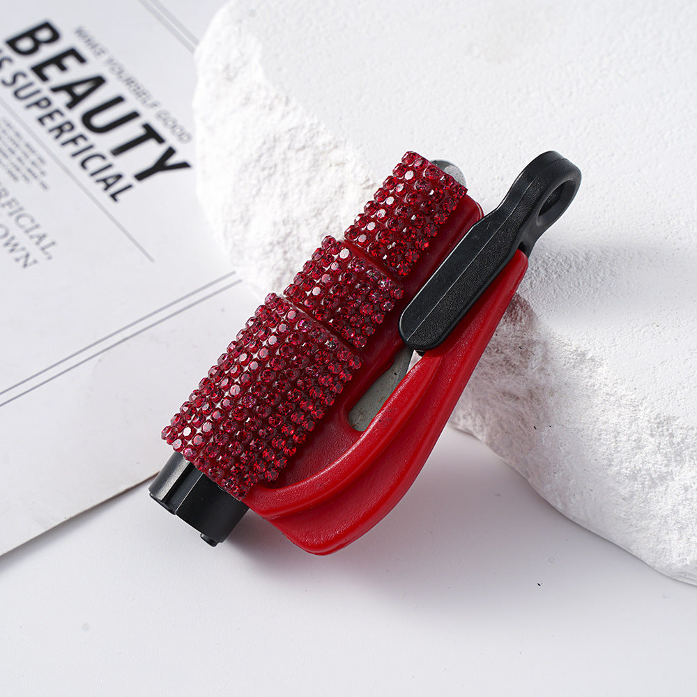 Wholesale Mini Car Hammer Seat Belt Release Keychain with Drill ACCVIP-KC-ZhiYa013