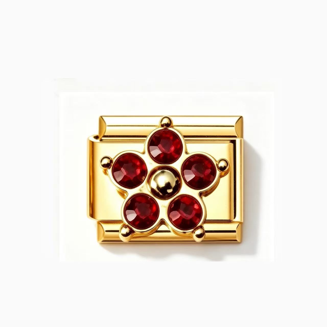 Wholesale Chic Gold Four Leaf Clover Colorful Zircon Stainless Steel Italian Modular DIY Bracelet Jewelry Accessory