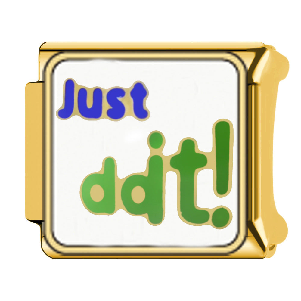 Wholesale  Italian Charm Bracelet 9mm DIY welding oil dripping Creative Stainless Steel Composable Bracelet