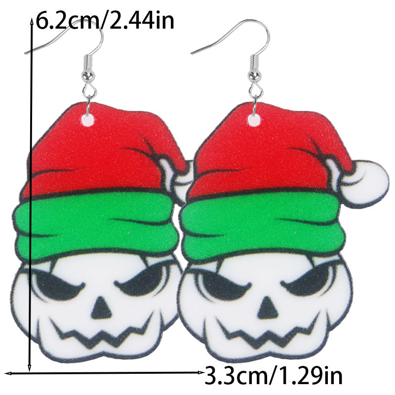Wholesale Halloween Christmas Cute Skull Lollipop Christmas Tree Acrylic Earrings ACC-ES-WeiAn005