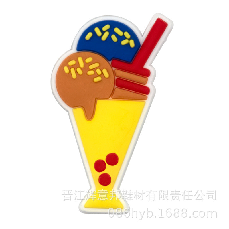 Wholesale PVC Shoe Flower Buckle Charms Cool Drink Design For Kids Sandals Cute Summer Casual Decorative Accent
