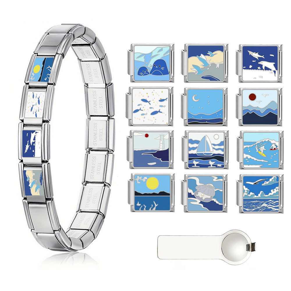 Wholesale Stainless Steel Ocean Design Modular Bracelet DIY Fashion Accessory