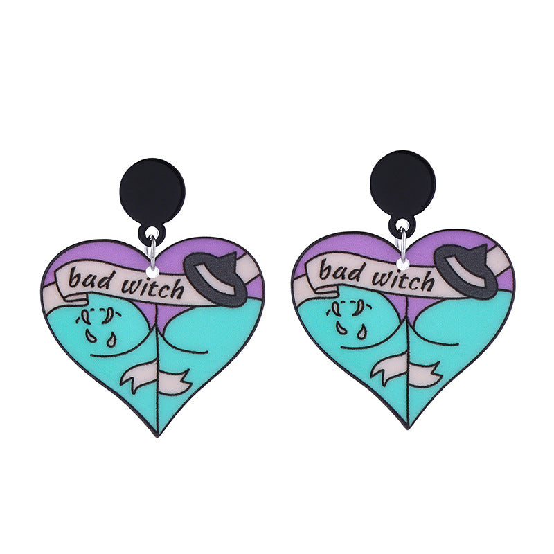 Wholesale Cartoon Love Punk Style Heart Earrings Acrylic Earrings ACC-ES-CT037