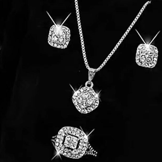 Wholesale Engagement Ring Earrings Rings Earrings Necklace Bracelet Four Piece Set ACC-NE-AnHe007