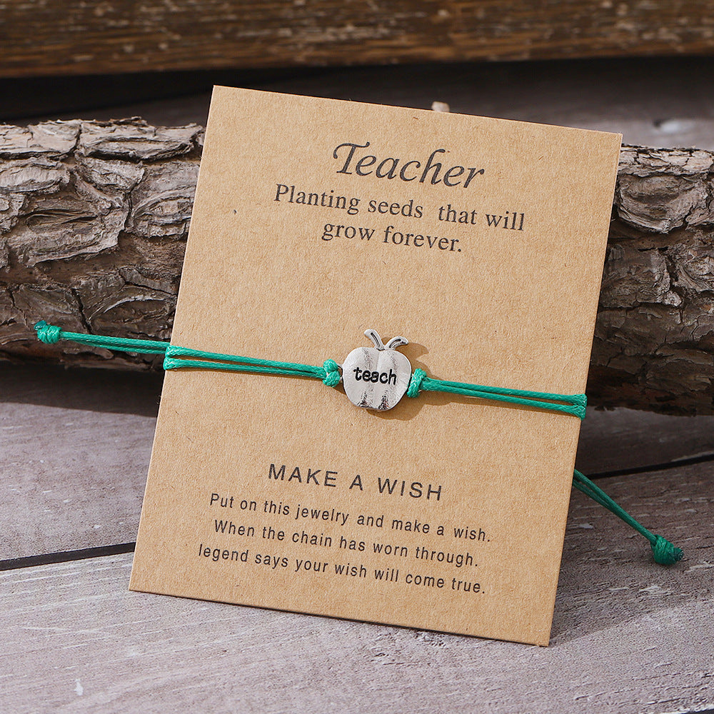 Wholesale Apple Color Wax Rope Bracelet Braided Card Jewelry ACC-BT-zhiyu001