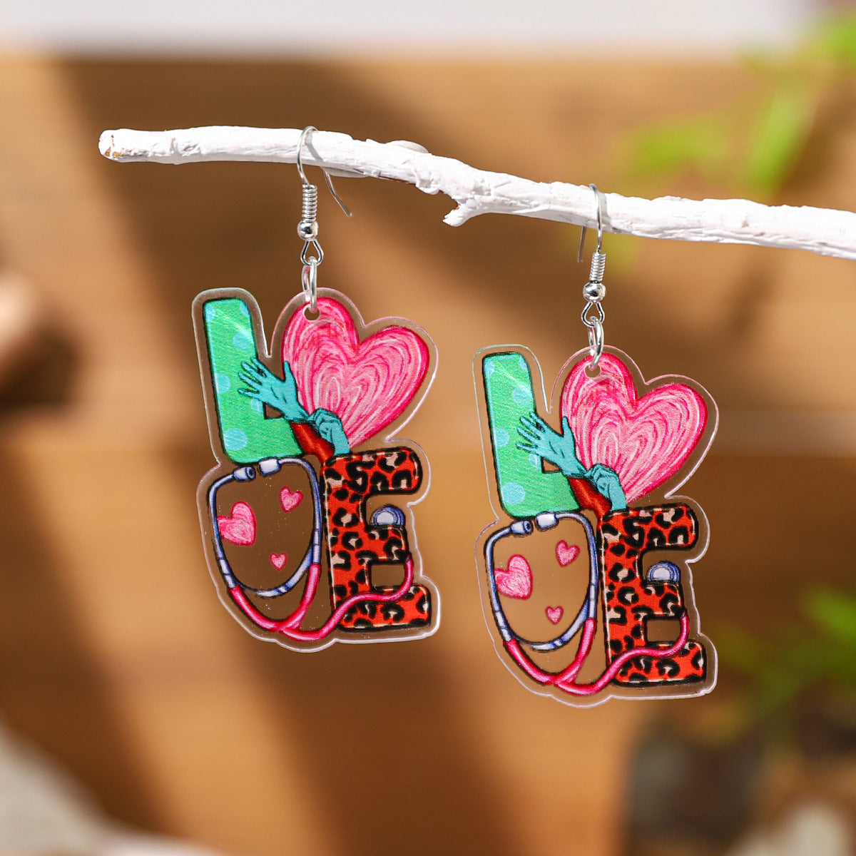 Wholesale Nurses' Festival Series Acrylic Heart Earrings