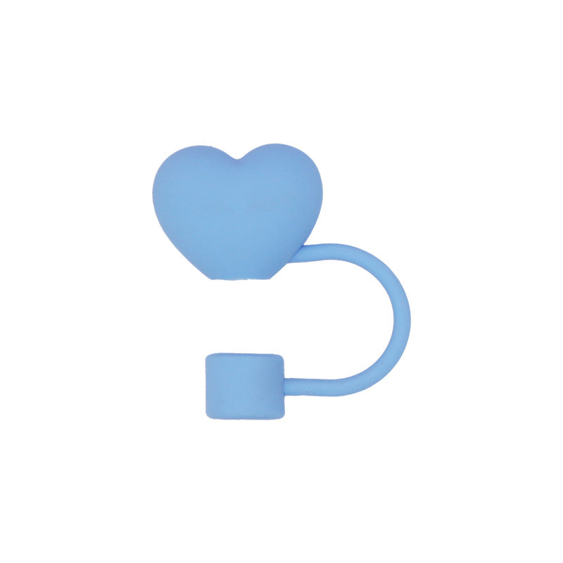 Wholesale Pure Color Heart 10mm PVC Soft Straw Tube Cap