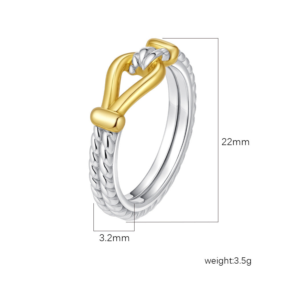 Wholesale Stylish Gold Stainless Steel Braided Cross Ring - Everyday Jewelry Accessory for Women Boutique Resale