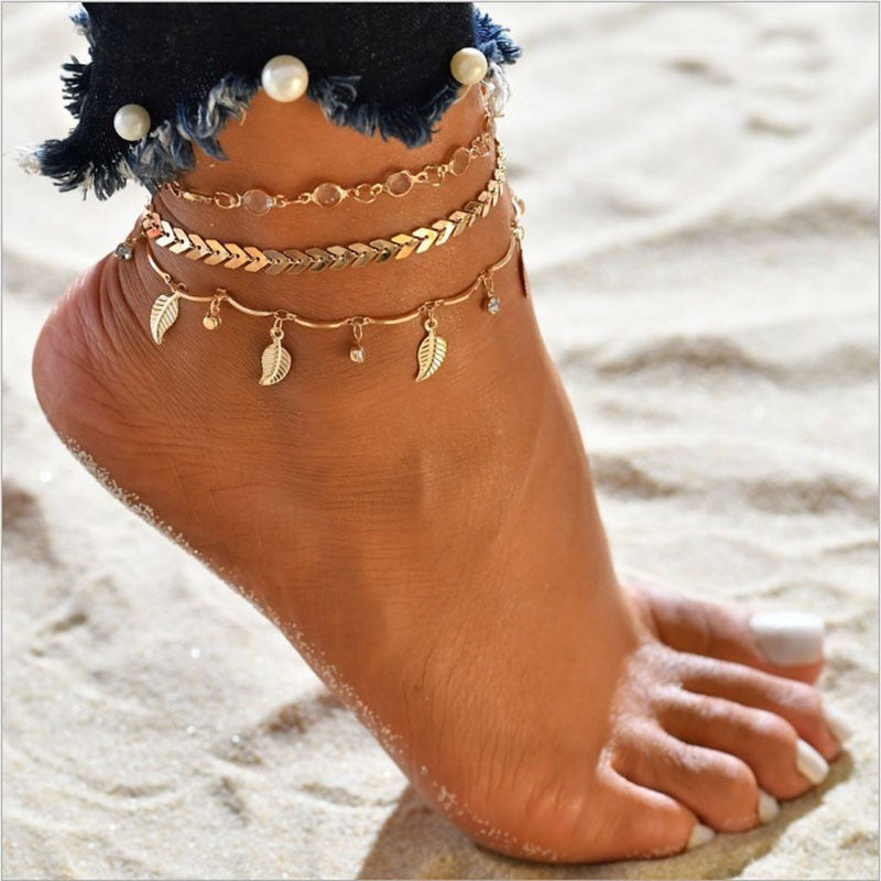 Wholesale Beach  double layer multi-layer acrylic ankle jewelry