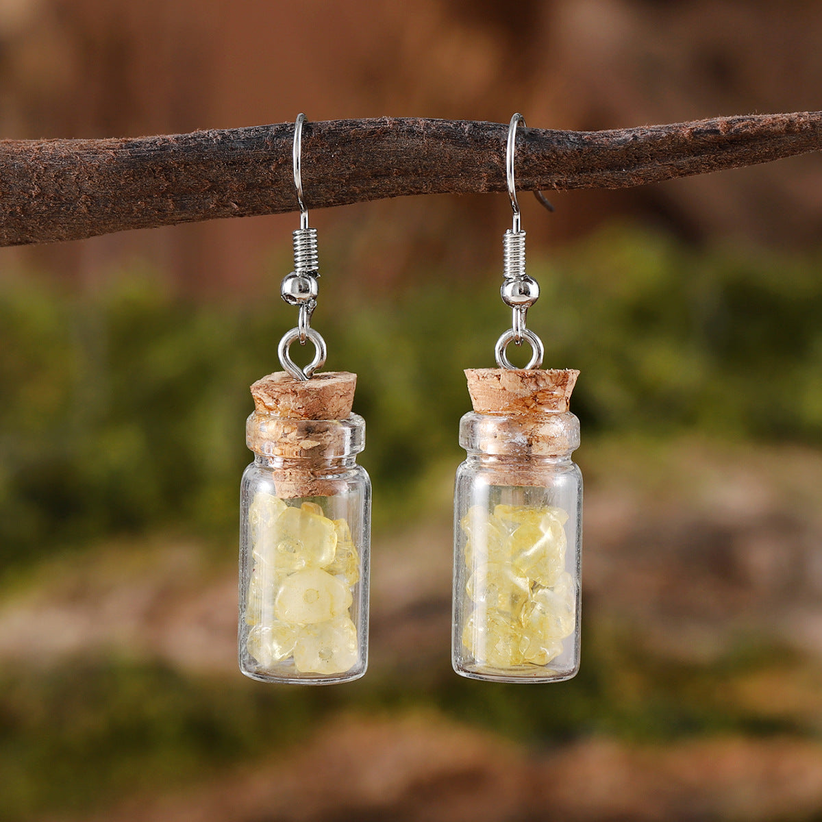 Wholesale  Creative Asymmetrical Stone Wishing Bottle Earrings