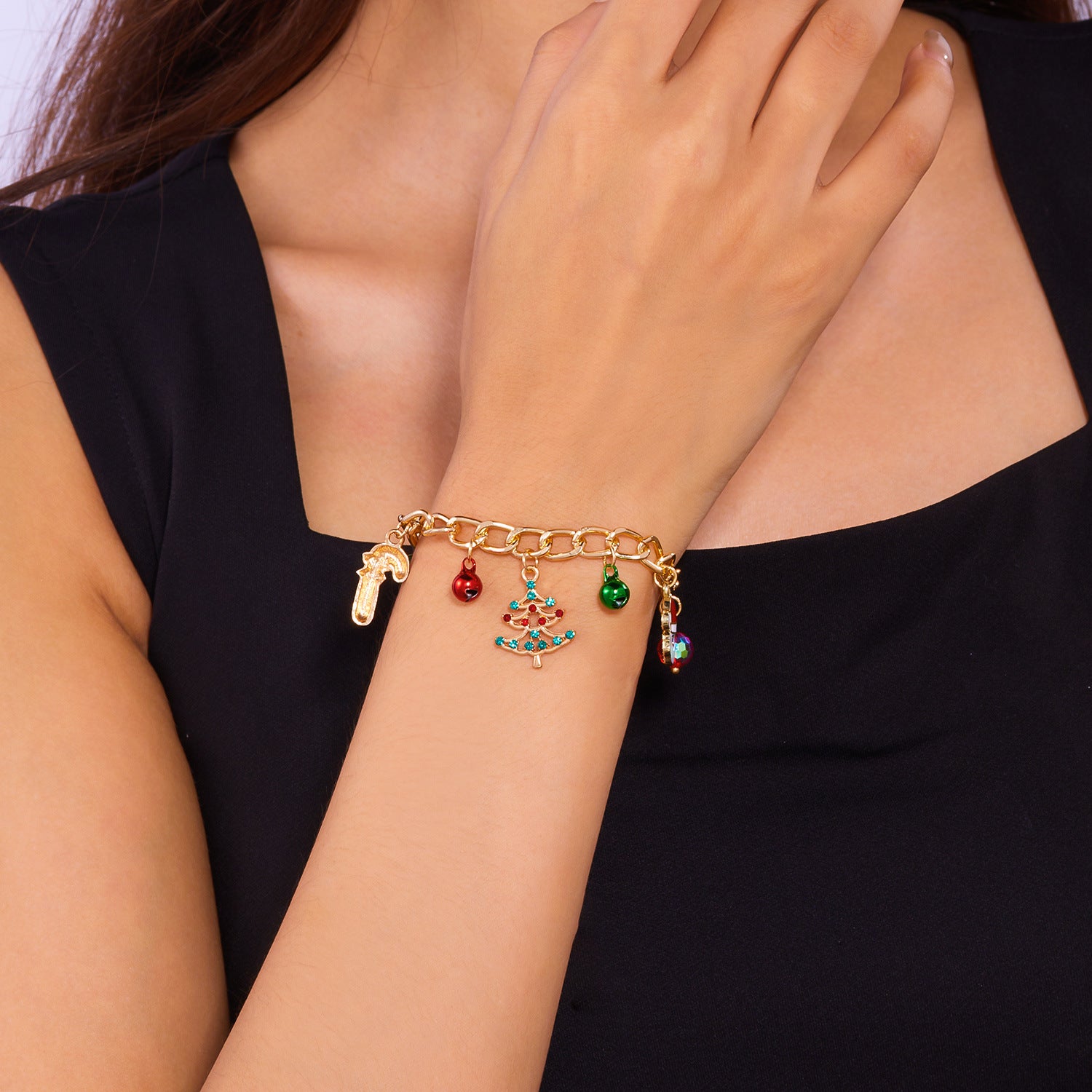 Wholesale Christmas snow  bell wreath bracelet