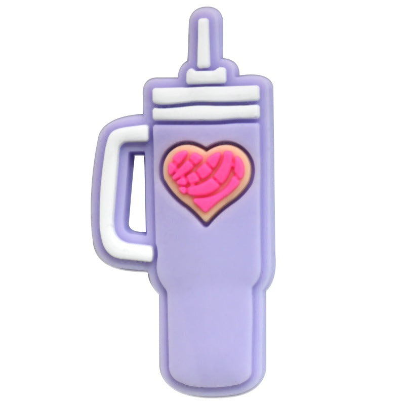 Wholesale  Random 100pcs Love-themed Water Bottle PVC Soft Rubber Shoe Buckle Decoration