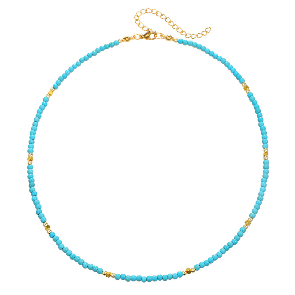 Wholesale Dopamine Beaded Necklace Colored Rice Beads Devil Eye Clavicle Chains Choker Necklaces ACC-NE-ZhuJi007