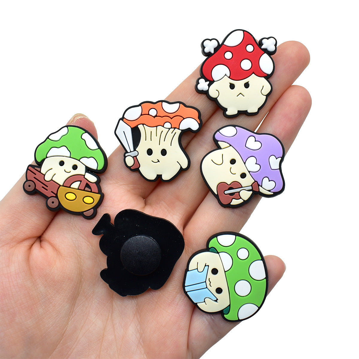 Wholesale   Random 100pcs Creative Cute cartoon mushroom series  PVC Soft Rubber Shoe Buckle Decoration